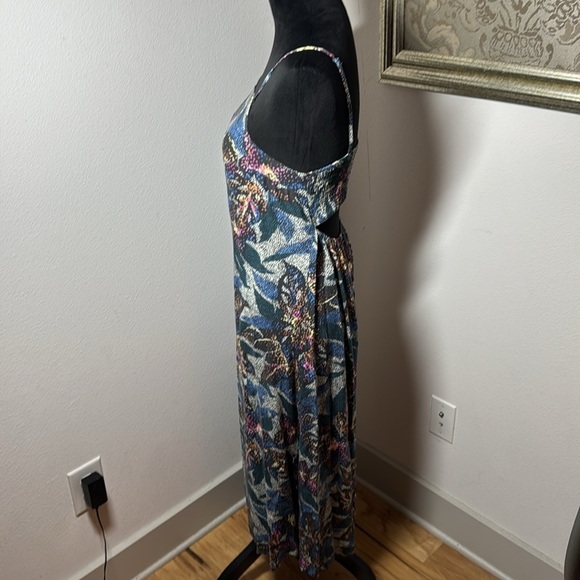 O’Neill Lexie blue geo floral print open back midi dress Sz S - Picture 5 of 8